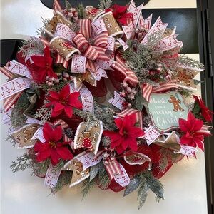 Festive Red and White Christmas Wreath